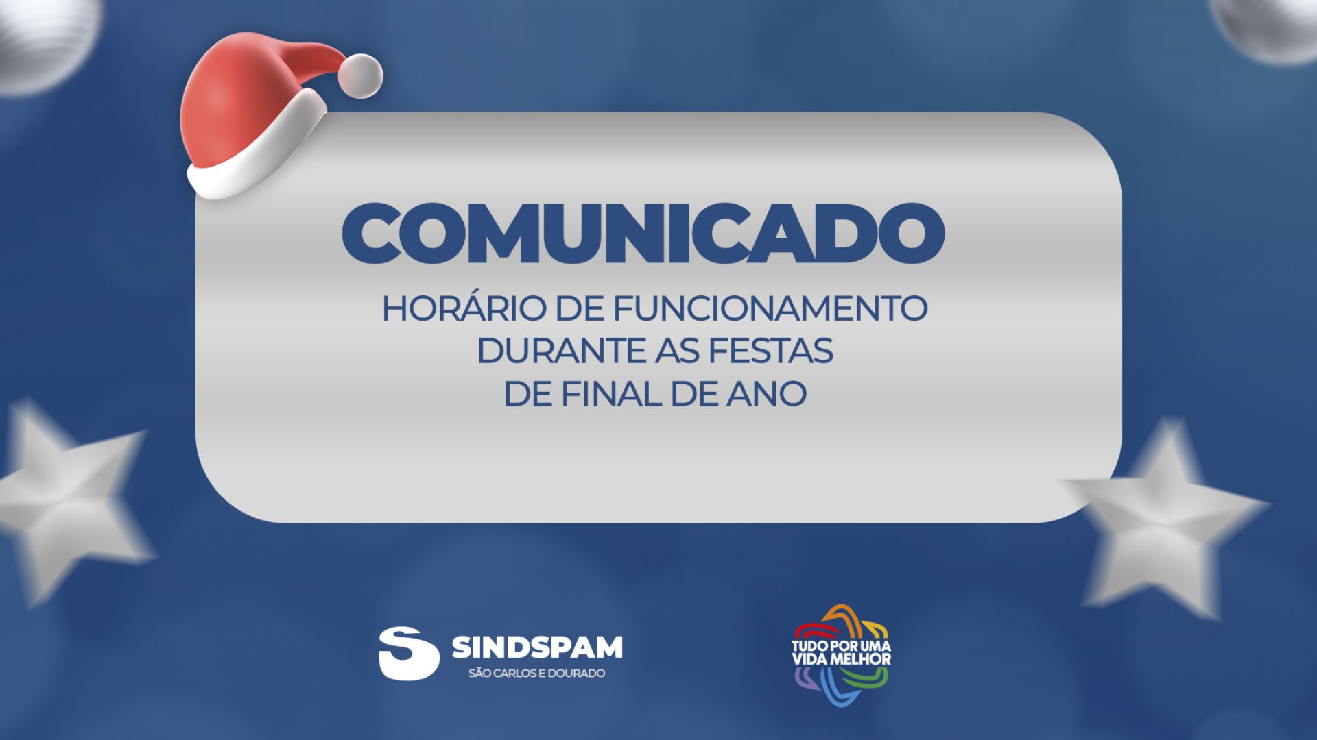 SINDSPAM comunica horário de funcionamento durante as Festas de Final de Ano