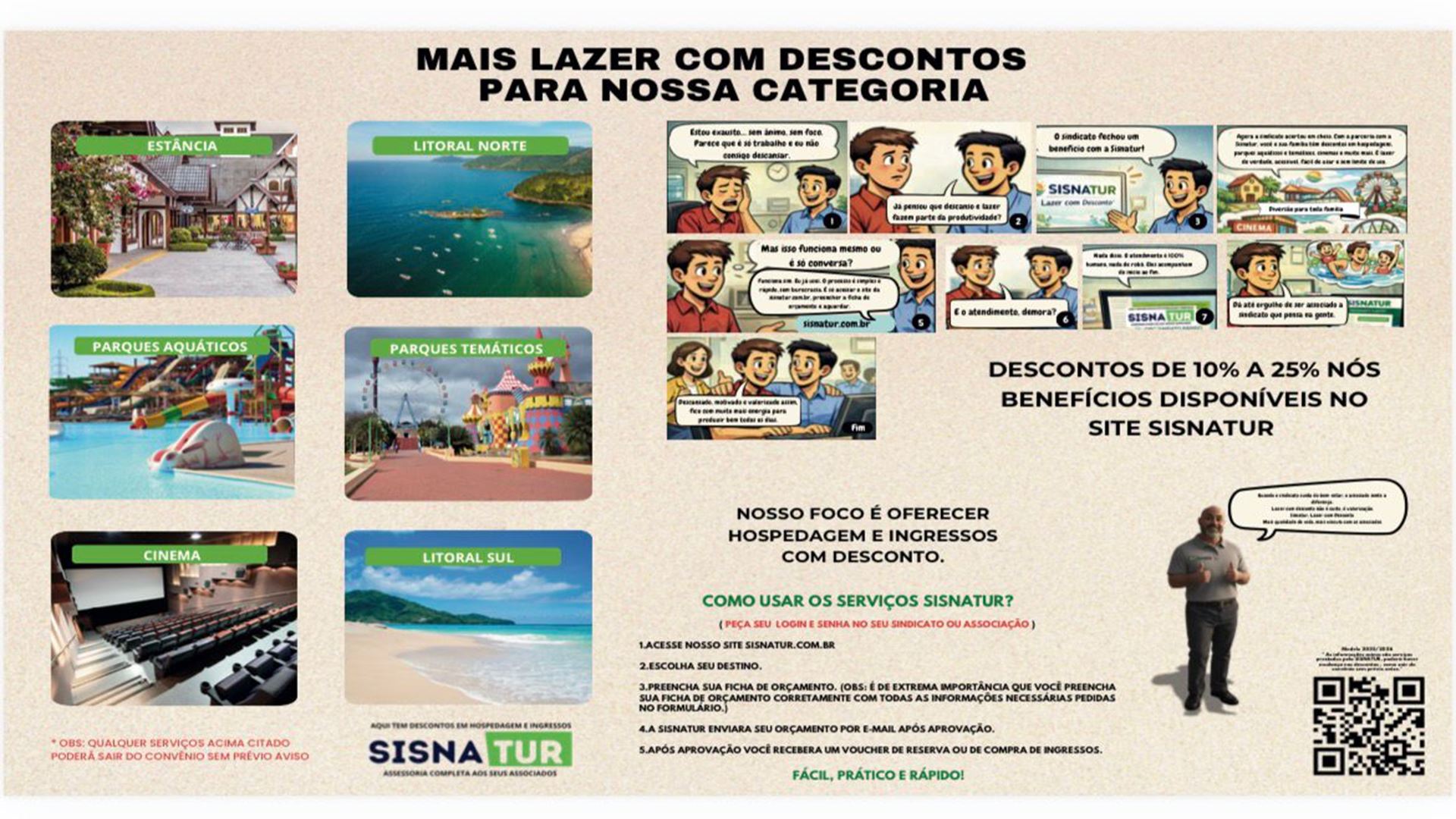 Convênio SINDSPAM – SISNATUR garante lazer e viagens com desconto aos associados