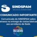 Comunicado do SINDSPAM sobre atrasos na entrega de cestas básicas aos servidores de Ibaté