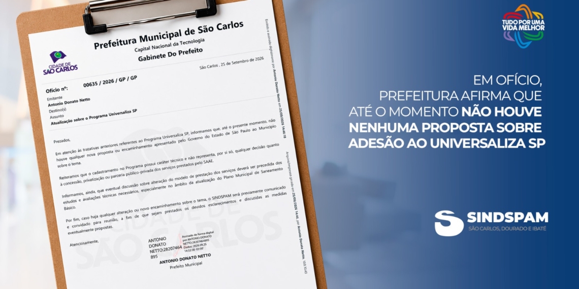 Em ofício, Prefeitura afirma que até o momento não houve nenhuma proposta sobre adesão ao Universaliza SP