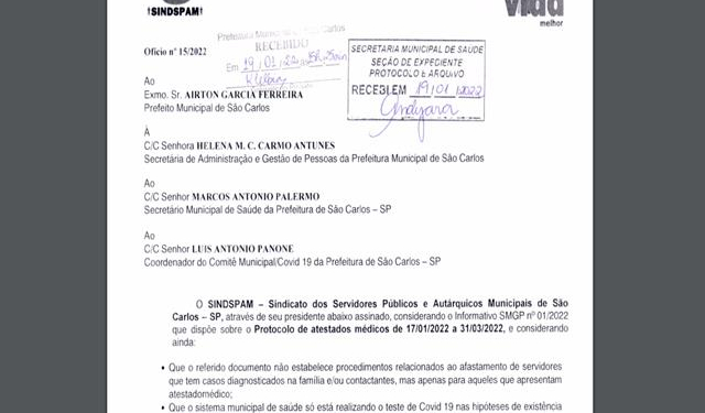 Sindspam Encaminha Ofício Para Administração Contestando Informativo Sobre Atestados Médicos