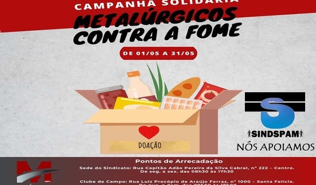 Sindspam Apoia Campanha Solidária “Metalúrgicos Contra A Fome”