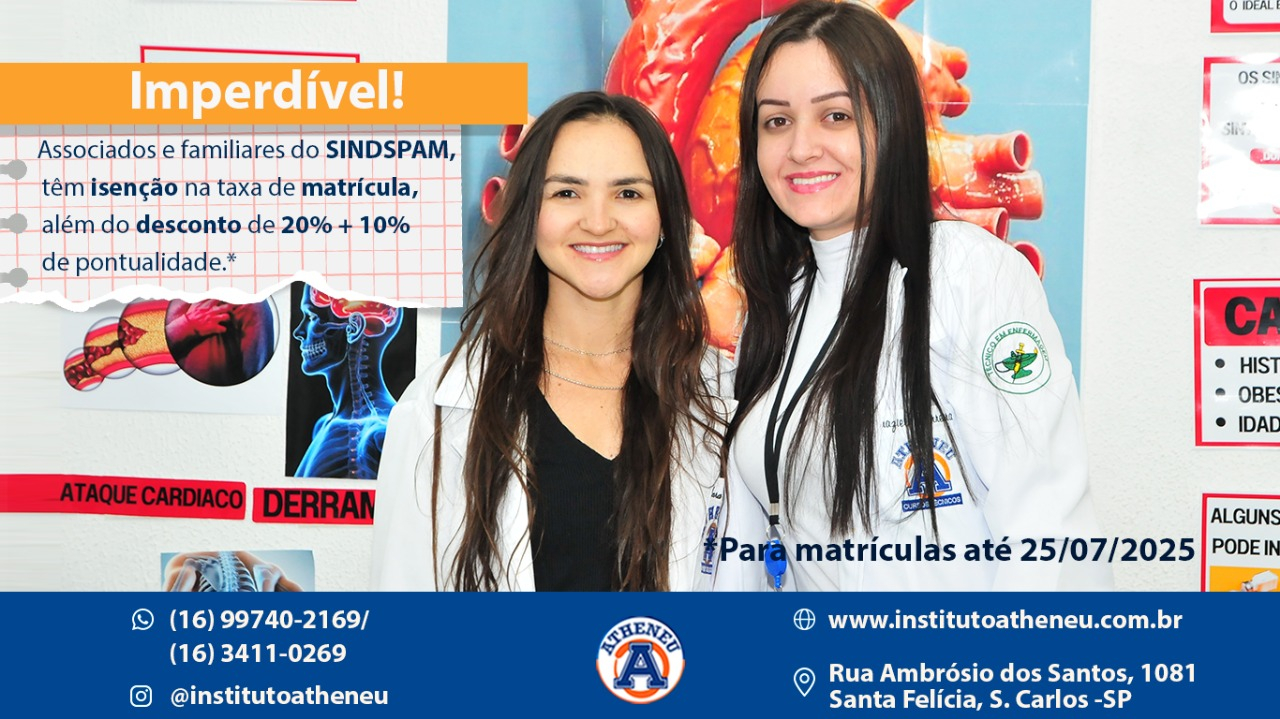 Associado Sindspam Ganha Isenção Na Matrícula E Descontos Nos Cursos Do Instituto Atheneu